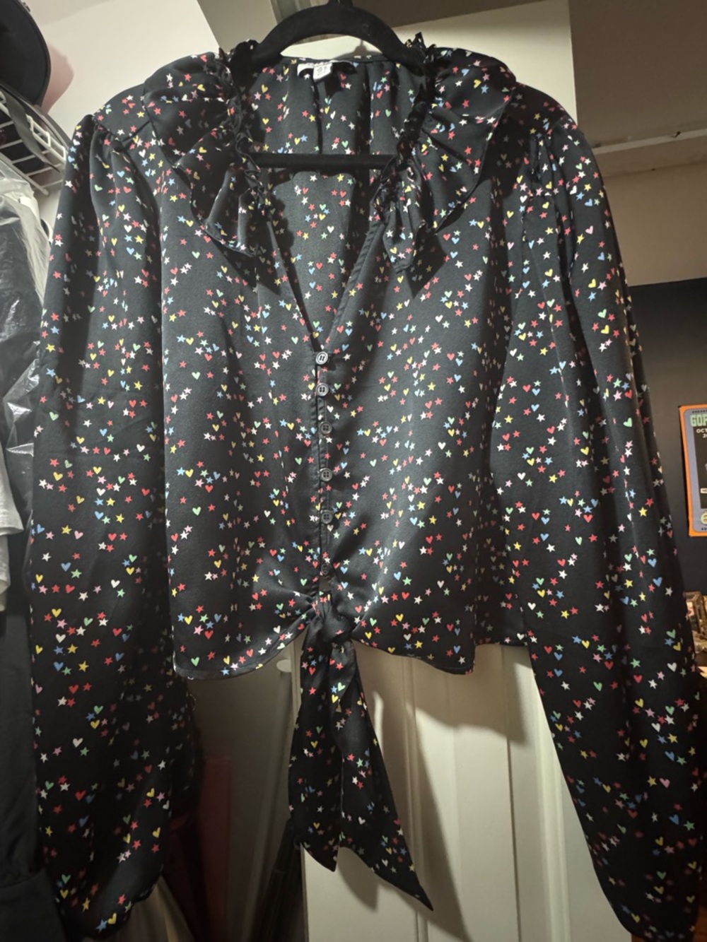 Topshop Black Star & Heart Print Blouse